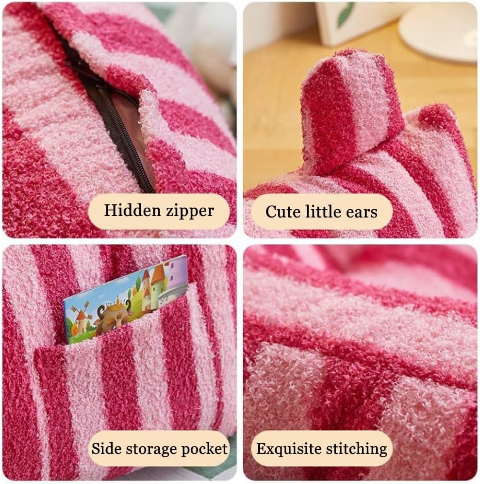 Children's Teddy Fleece Bean Bag Chair(No Fillers) Bean Bag for Girls and Boys, Kids Armchair, Beanbags for Children, Nursery Décor, Playroom Décor, Bedroom Accessories(Black Stripes)