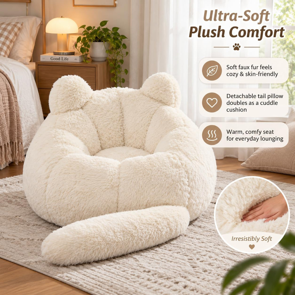 41.7'' W Cat Bean Bag Chair for Kids and Teens