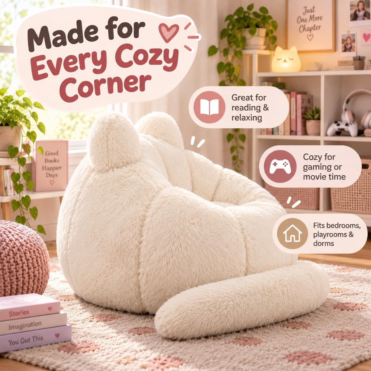41.7'' W Cat Bean Bag Chair for Kids and Teens