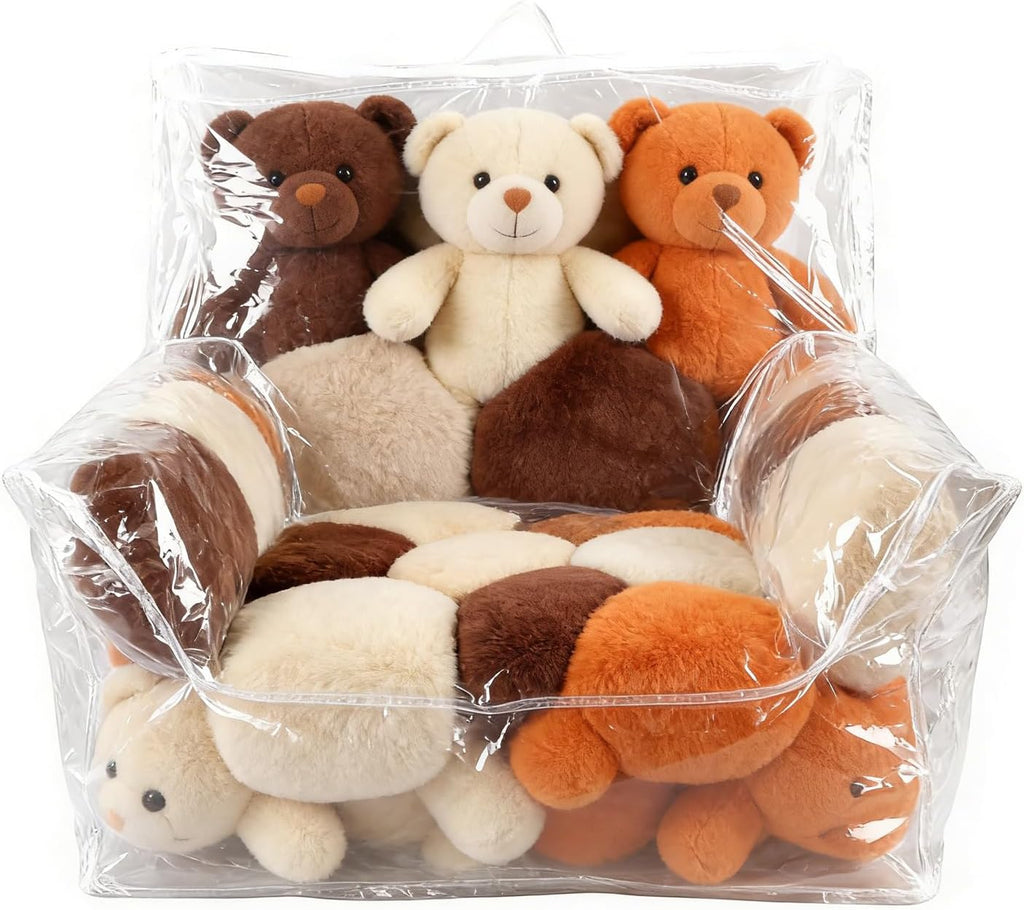 Clear Stuffed Animal Storage Bean Bag Chair Cover for Kids, 100L Waterproof & Easy-Clean TransparentPlush Storage Chair with Zipper and Handle Creative PVC Plush Toys Storage Cover 24.8*24.8*24.8''