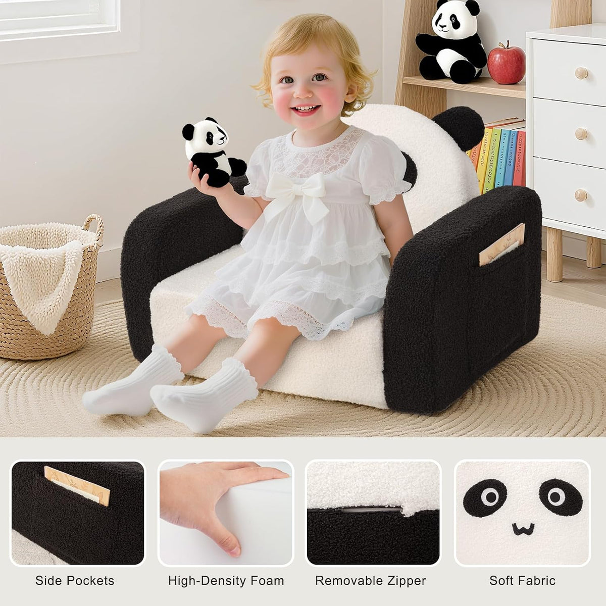 Kids Chair, 2-in-1 Comfy Kids Couch Fold Out , Convertible Sofa Chair