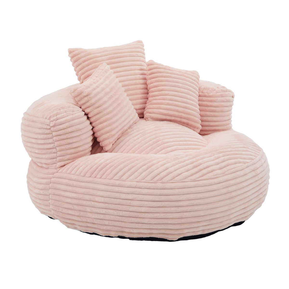 Corduroy Bean Bag Chair with 3 Pillows Armrest Foam Filler for Adult Kids