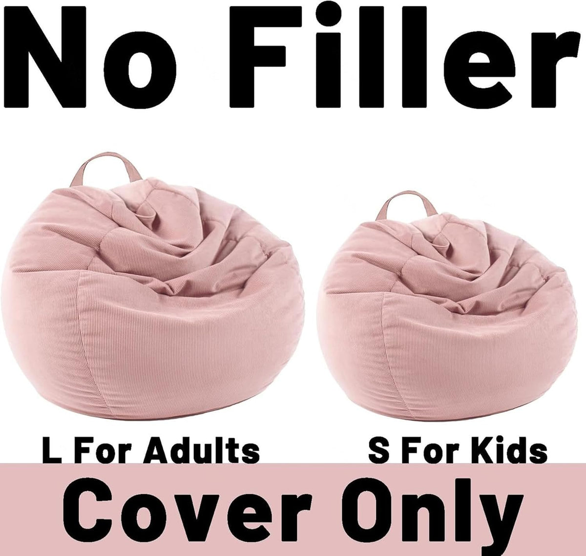 NIBHZ Stuffed Animal Storage Bean Bag Chair Cover (No Filler) for Kids and Adults.Soft Premium Bean Bag for Organizing Children Plush Toys,pink-70x80CM
