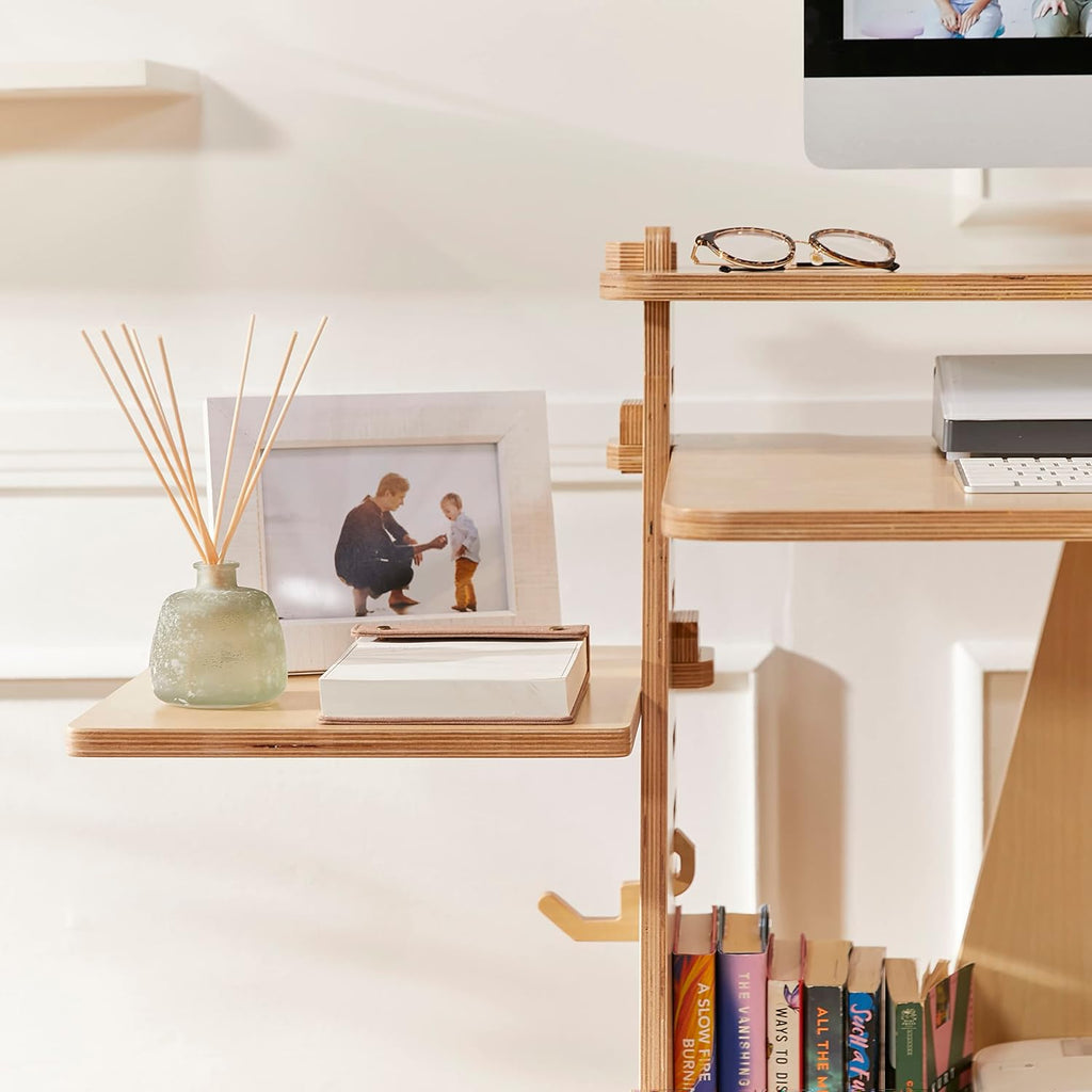 ECR4Kids Maker's Puzzle Sit or Stand Work Desk, Natural