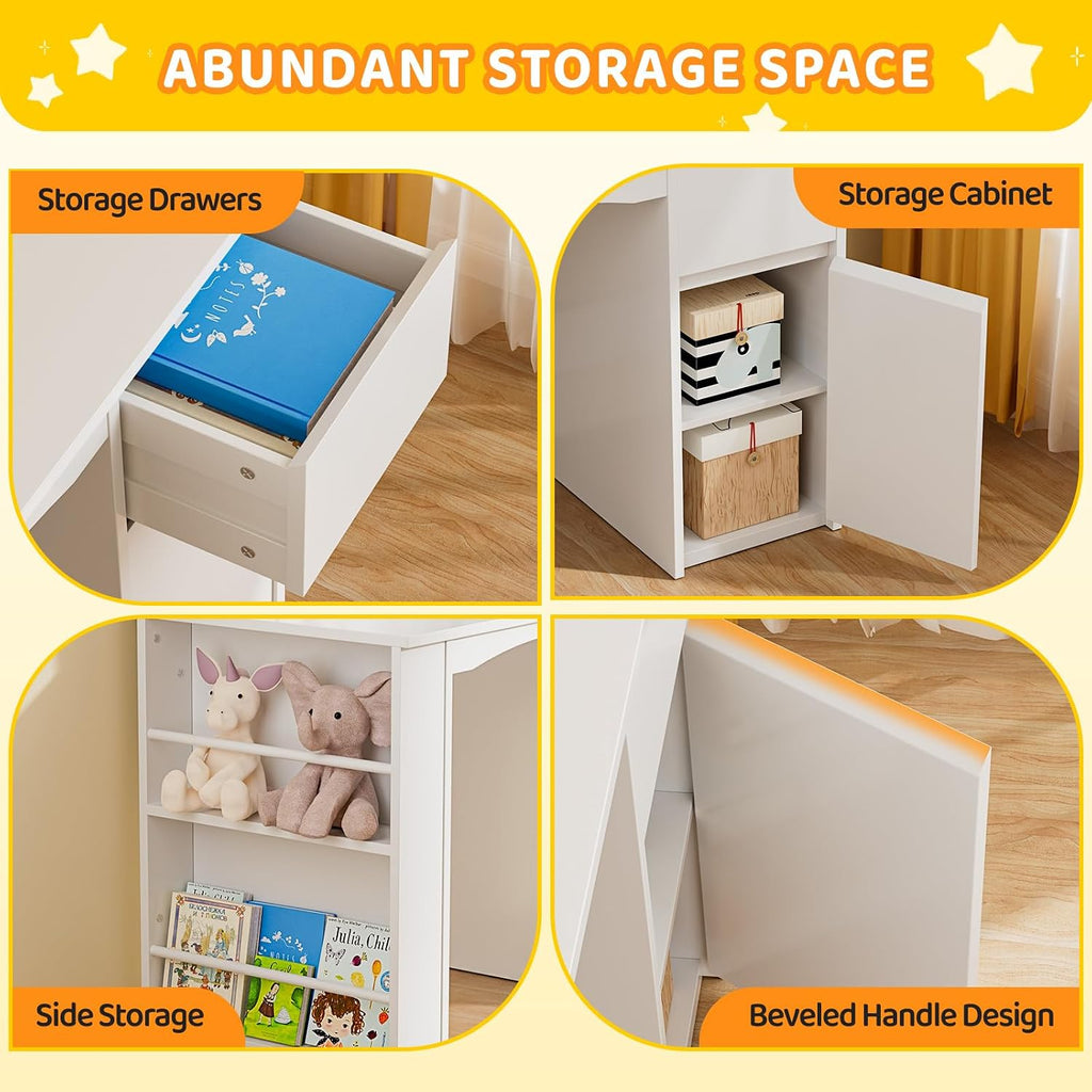 JOYMOR Kids Desk and Chair Set with Bookshelf & Storage Cabinet (Extra Large)