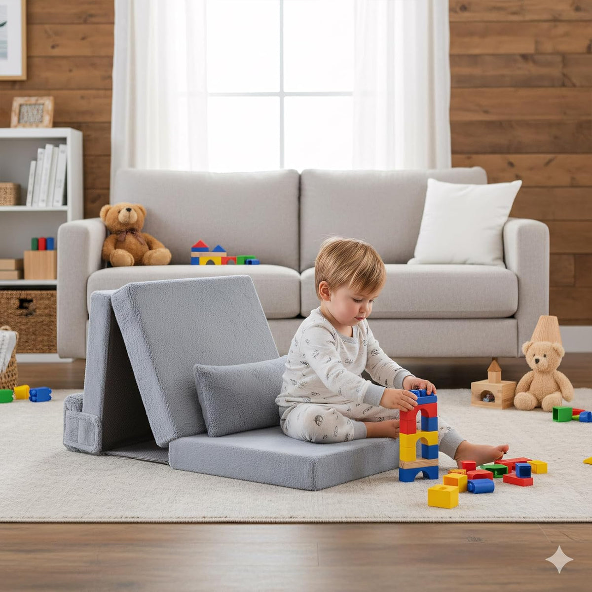 Kids Floor Mat, Trifold Futon Sofa, Portable Folding Play Mats for Playroom