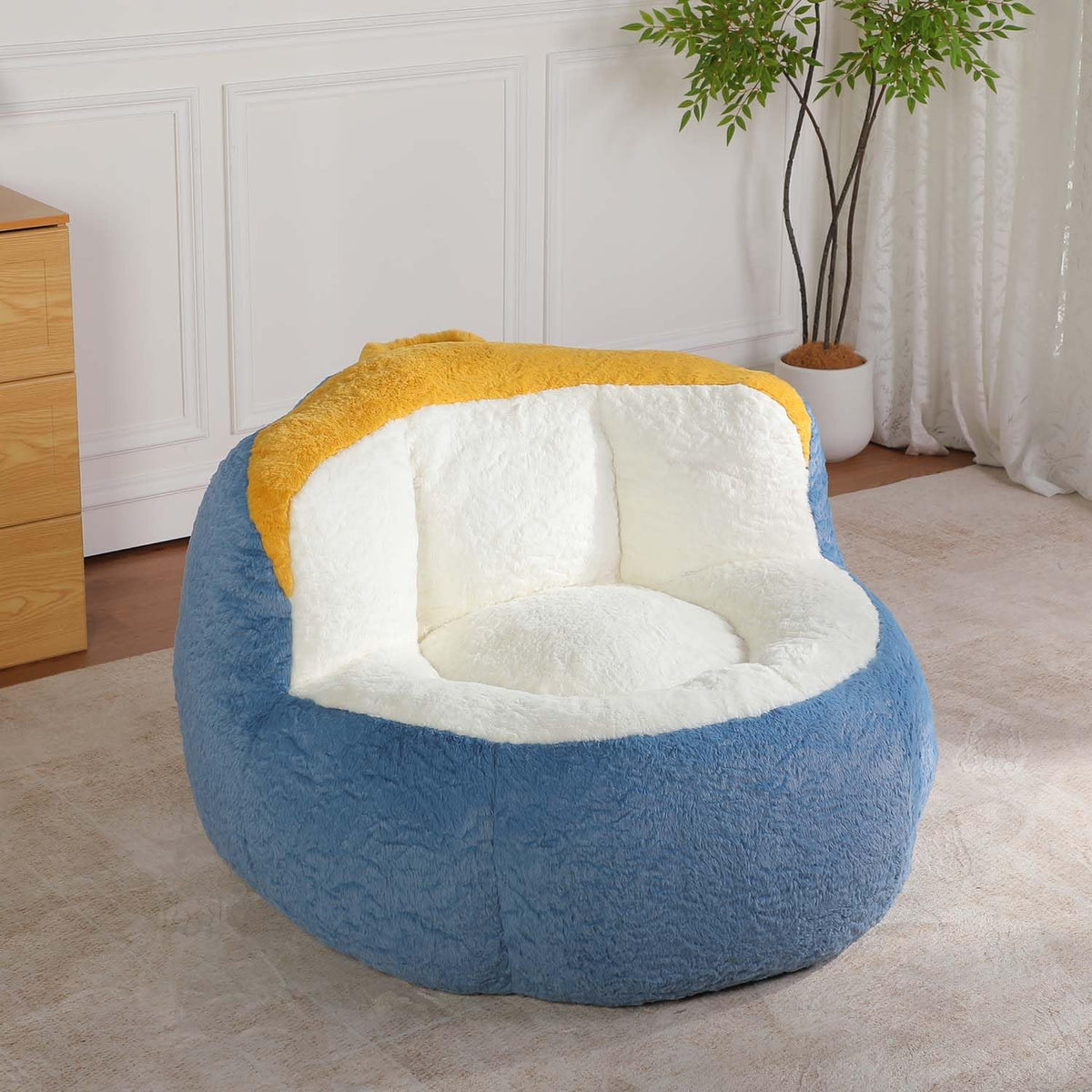 Oversized Bean Bag Chairs, Memory Foam Boneless Lazy Sofa, Faux Fur Floor Comfy Lounger, No Assembly Required for Bedroom, Apartment and Living Room (Pink)