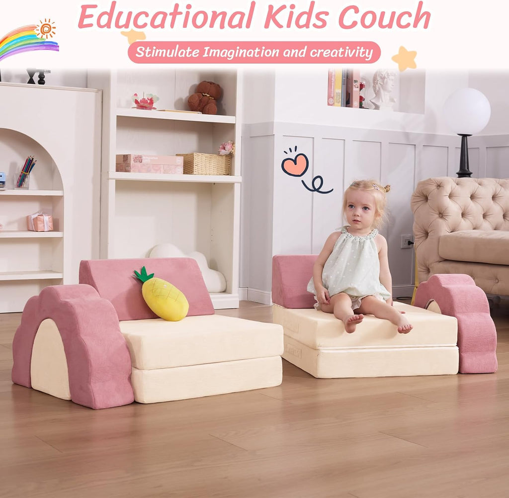 LOAOL Kids Couch 10PCS, Modular Kids Play Couch (Medium Size)