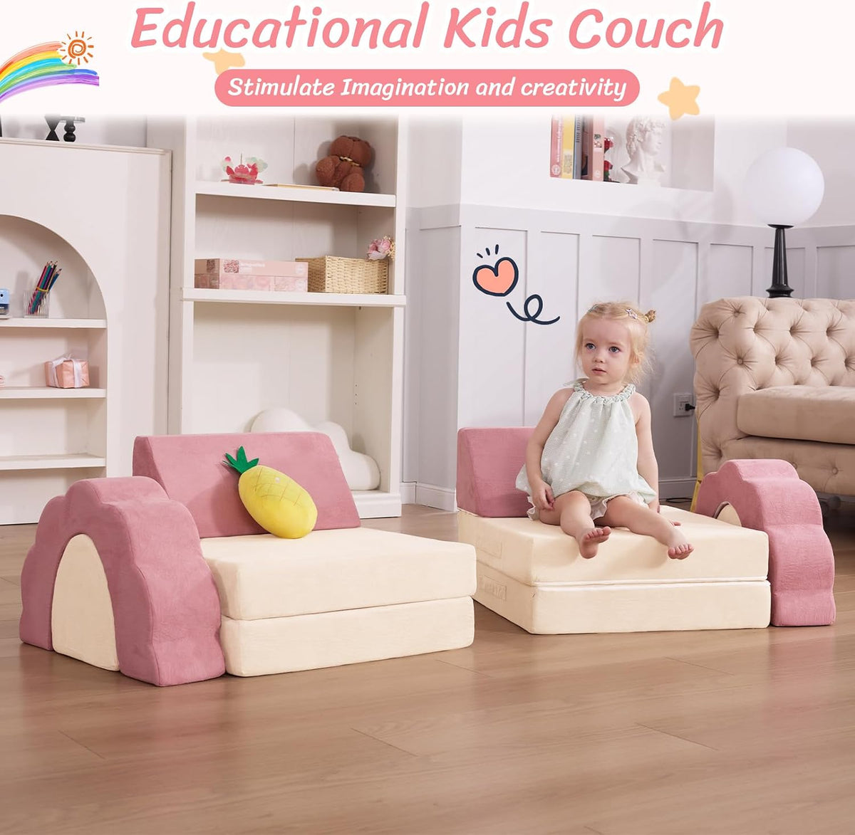 LOAOL Kids Couch 10PCS, Modular Kids Play Couch (Medium Size)