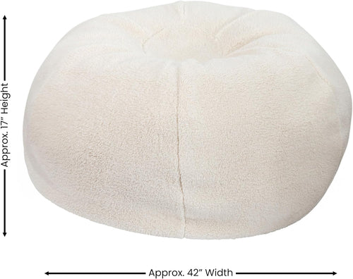 BizChair Sherpa Bean Bag Chair, Classic Refillable Bean Bag Chair for Kids and Teens, Large, Natural