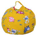 ELEOPTION Stuffed Animal Storage Bean Bag Chair Cover, Large Size 38inch Cotton Canvas Children Plush Toy Organizer Storage Bag Fill Fun Chair for Kids Room or Bedroom (Strawberry, 32in)
