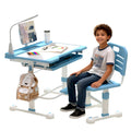 Height Adjustable Pink Desk and Chair 2PCS Set for Kids Aged 4-12