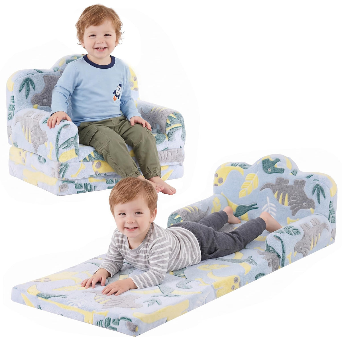 Tiita Kids Sofa, Childrens Couch with Carry Handle, Portable Toddler Foam Sofa Couch, Glow in The Dark Nursery Kids Couch, Lightweight Kids Chair for Playroom, Dorm Room, Small Space, Flower
