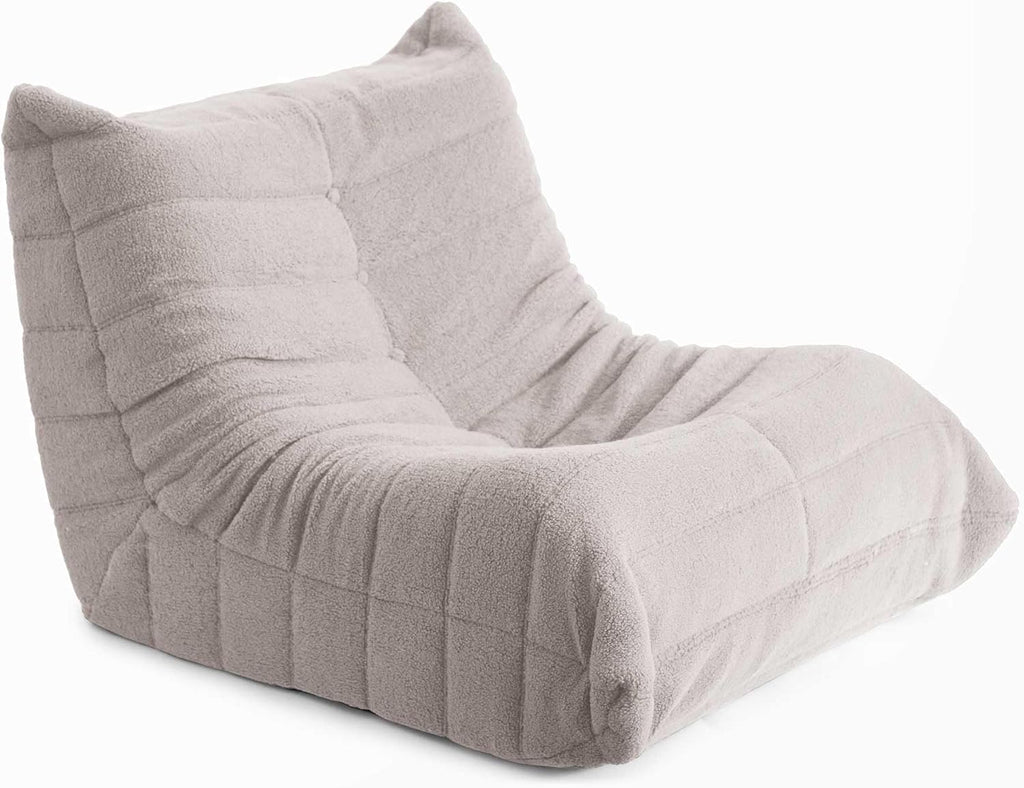 LAUSAINT HOME Memory Foam Bean Bag Chair for Adults, Bean Bag Couch Chenille Fabric with Ergonomic Design for Living Room and Bedroom, No Assembly Required(Grey)