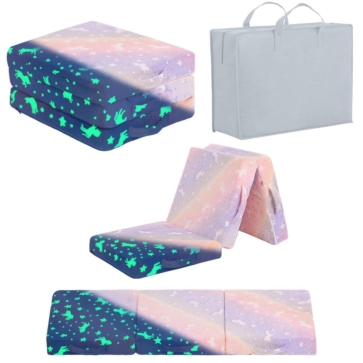 Kids Floor Mat, Trifold Futon Sofa, Portable Folding Play Mats for Playroom