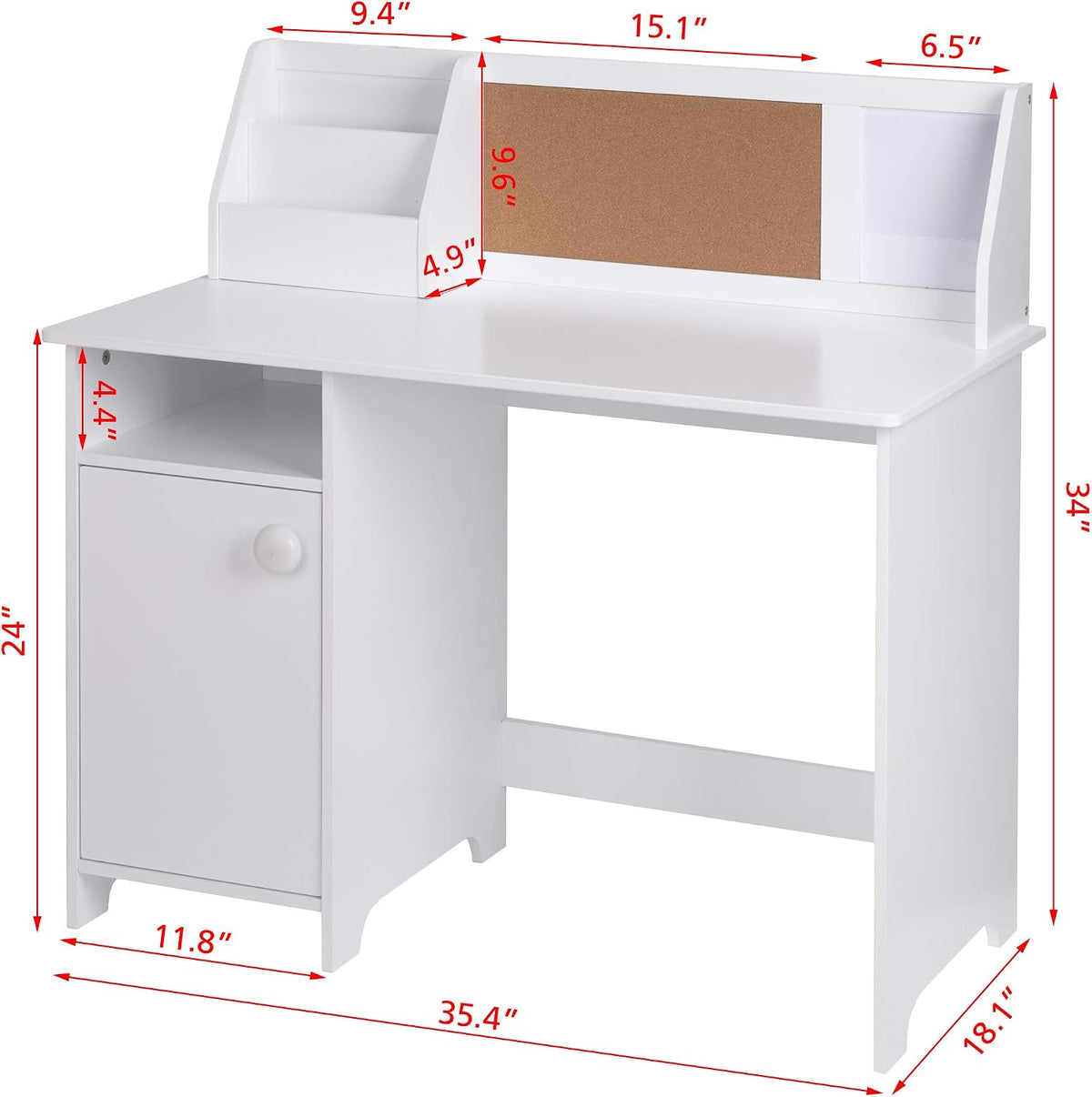 UTEX Wooden Kids Study Desk with Hutch and Storage for Ages 3-8
