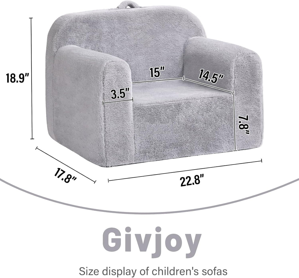 Kids Chair Plush Kids Couch, Comfy Kid Sofa Chair for Playroom, Convertible Child Couch for Playroom, Girls and Boys, Reading Chair for Kids Grey