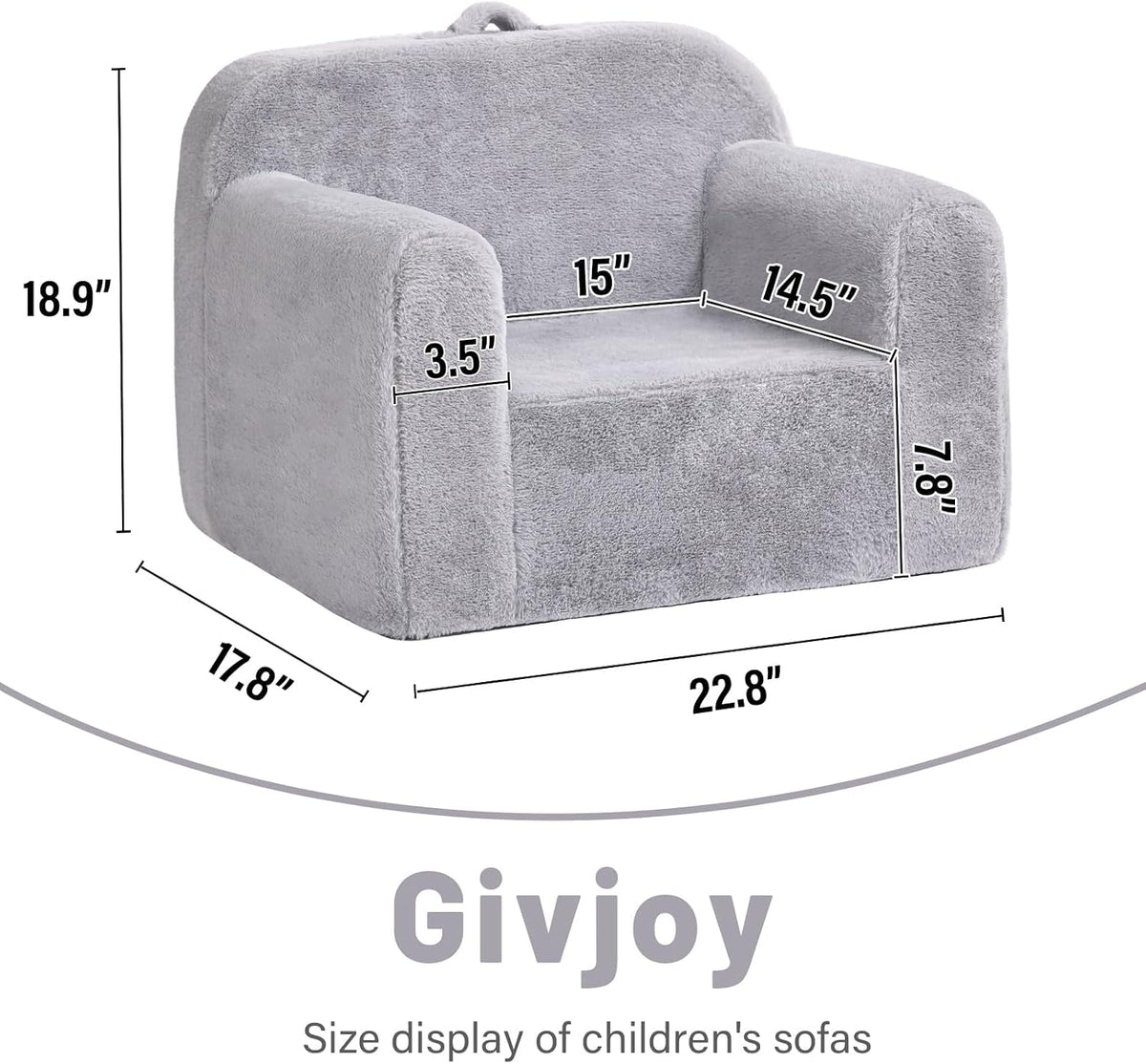 Kids Chair Plush Kids Couch, Comfy Kid Sofa Chair for Playroom, Convertible Child Couch for Playroom, Girls and Boys, Reading Chair for Kids Grey