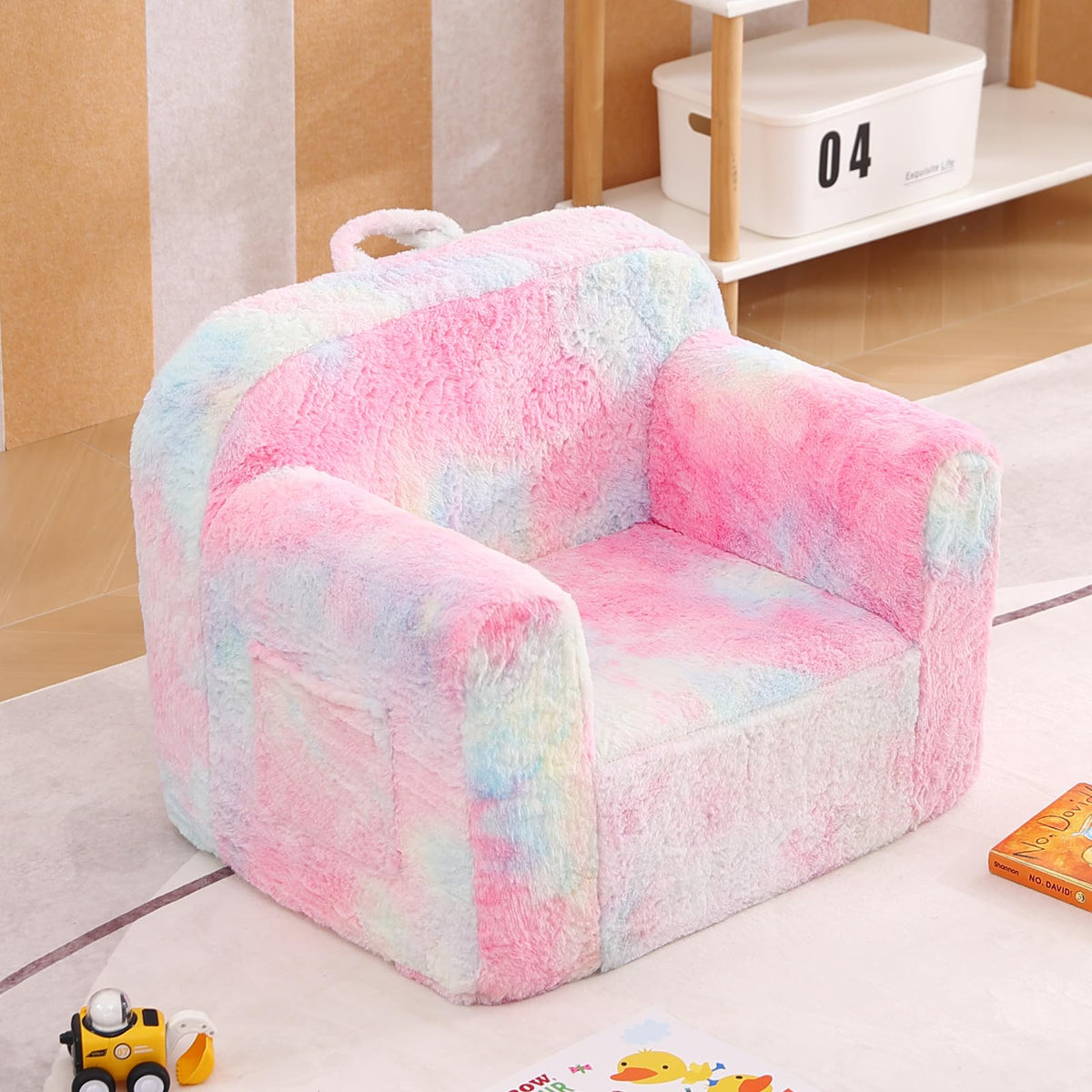 Tiita Kids Sofa, Childrens Couch with Carry Handle, Portable Toddler Foam Sofa Couch, Lightweight Kids Chair for Playroom, Dorm Room, Small Space, Flower