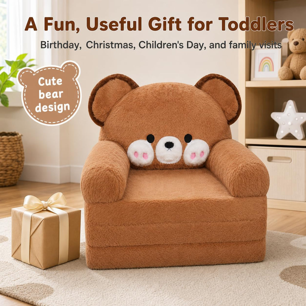 MONKISS Kids Couch, Toddler Chair Comfy, 2 in 1 Fold Out Kids Sofa