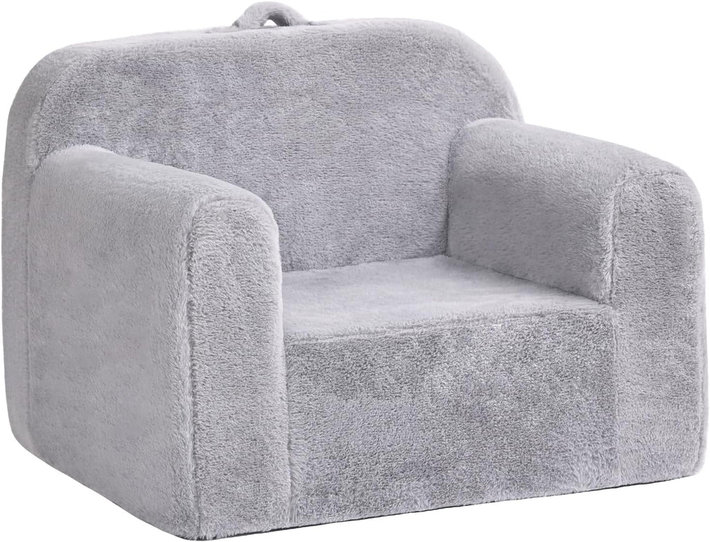 Kids Chair Plush Kids Couch, Comfy Kid Sofa Chair for Playroom, Convertible Child Couch for Playroom, Girls and Boys, Reading Chair for Kids Grey