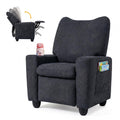 HONEY JOY Kids Recliner with Cup Holder, Chenille Fabric Upholstered Push Back Toddler Sofa w/Storage Pockets, Adjustable Backrest & Footrest, Child Reclining Chair for Ages 3+, Navy