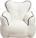 Heart-Shaped Kids Faux Fur Bean Bag Chair, Cozy Plush Lounger with High-Density Foam, Soft Reading Chair for Children's Bedroom Playroom, White