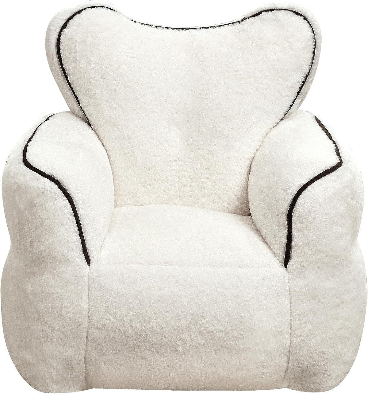 Heart-Shaped Kids Faux Fur Bean Bag Chair, Cozy Plush Lounger with High-Density Foam, Soft Reading Chair for Children's Bedroom Playroom, White