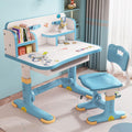 Kids Desk and Chair Set, Study Table and Chair, Desk for Kids, Children's Desks with Golden Distance Design, Homeschooling Writing Desk with Desktop for Boys and Girls (Pink 3)