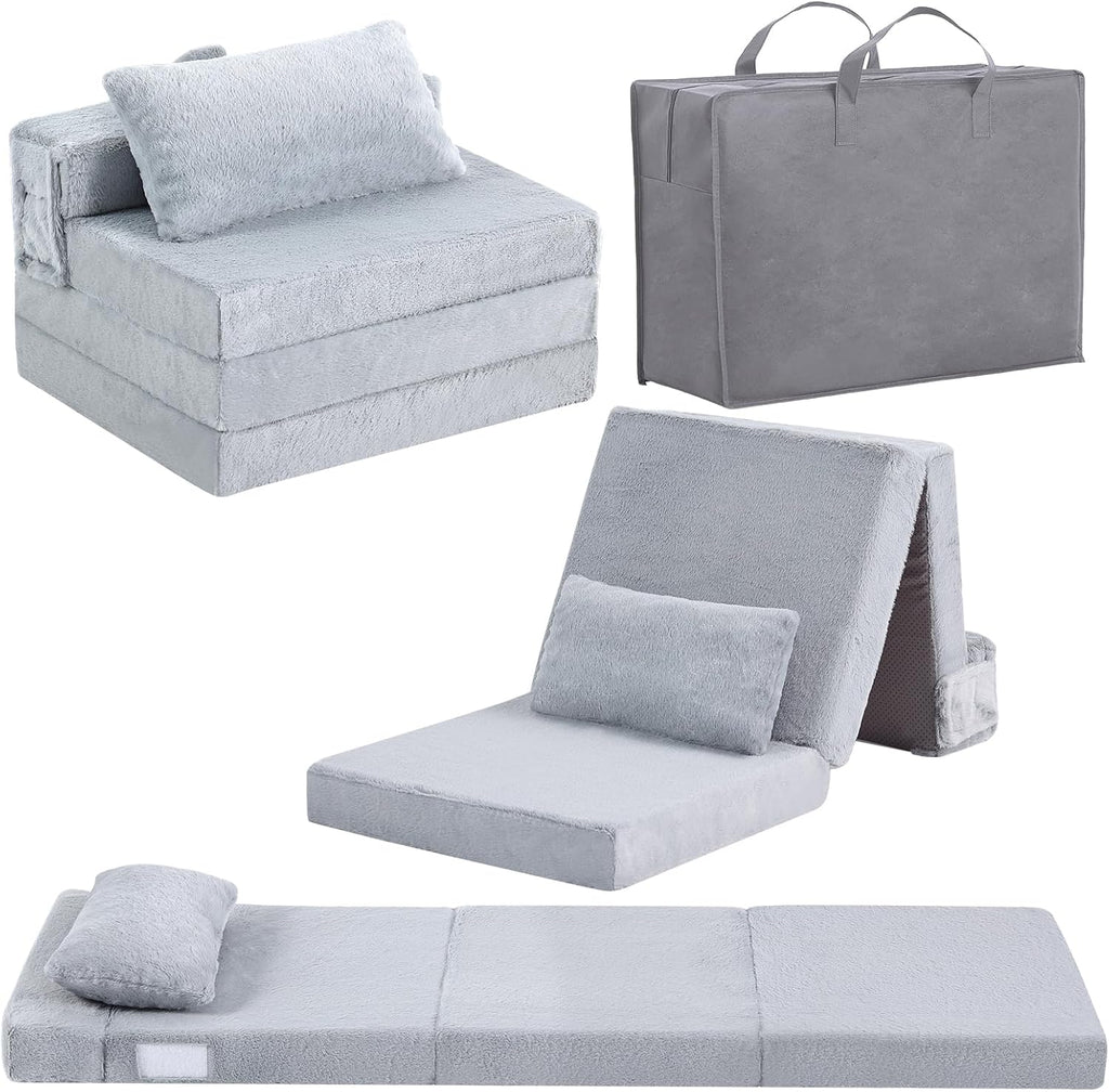 Kids Floor Mat, Trifold Futon Sofa, Portable Folding Play Mats for Playroom