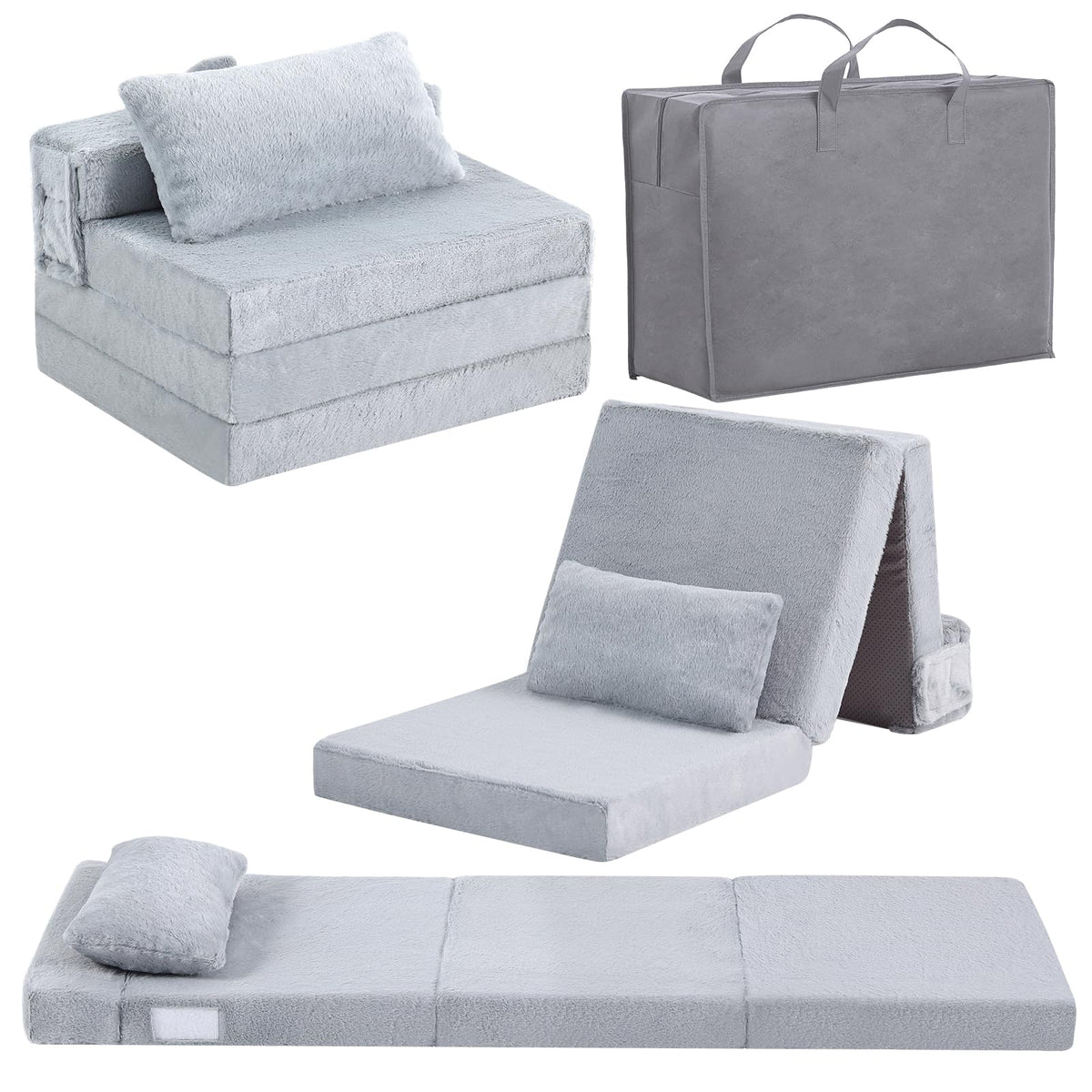 Kids Floor Mat, Trifold Futon Sofa, Portable Folding Play Mats for Playroom