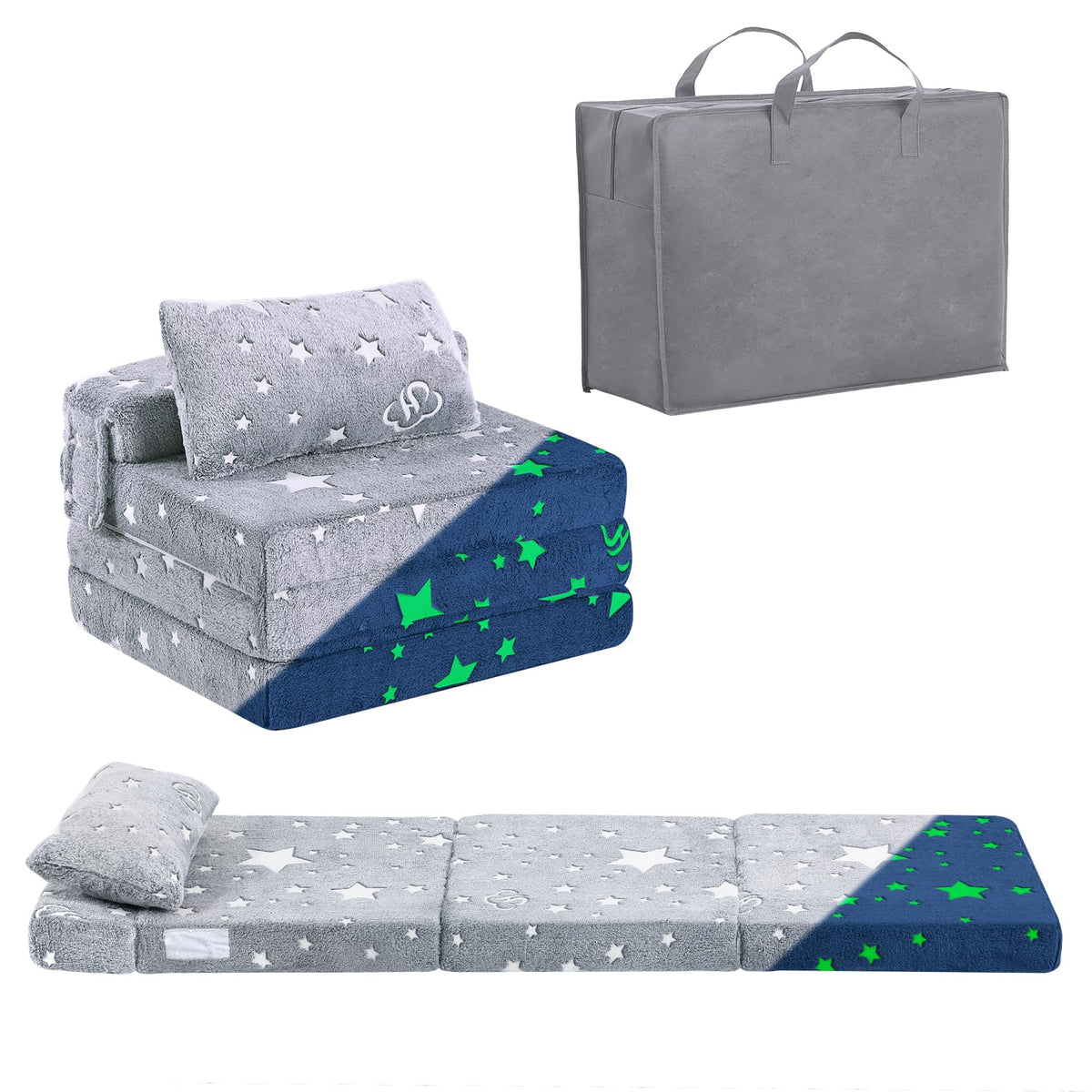 Kids Floor Mat, Trifold Futon Sofa, Portable Folding Play Mats for Playroom