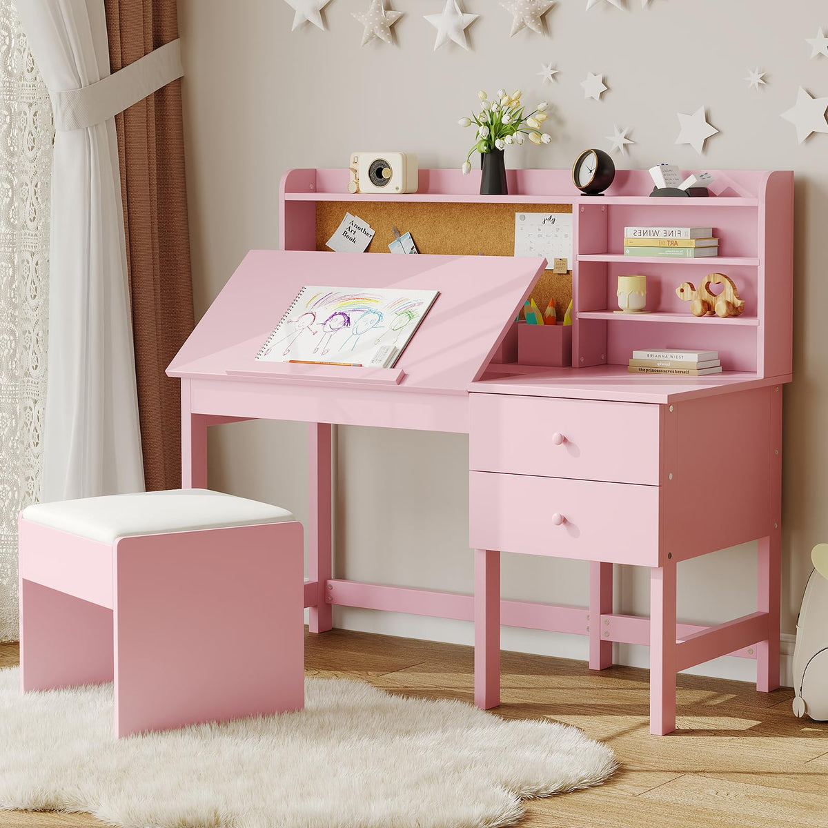 Garvee Kids Desk and Chair Set with Adjustable Tilt Desktop