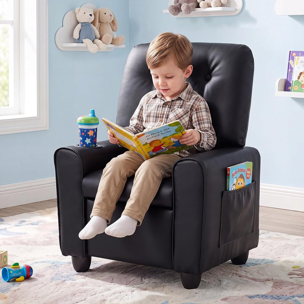 HONEY JOY Kids Recliner Chair, PU Leather Toddler Sofa for Ages 3+