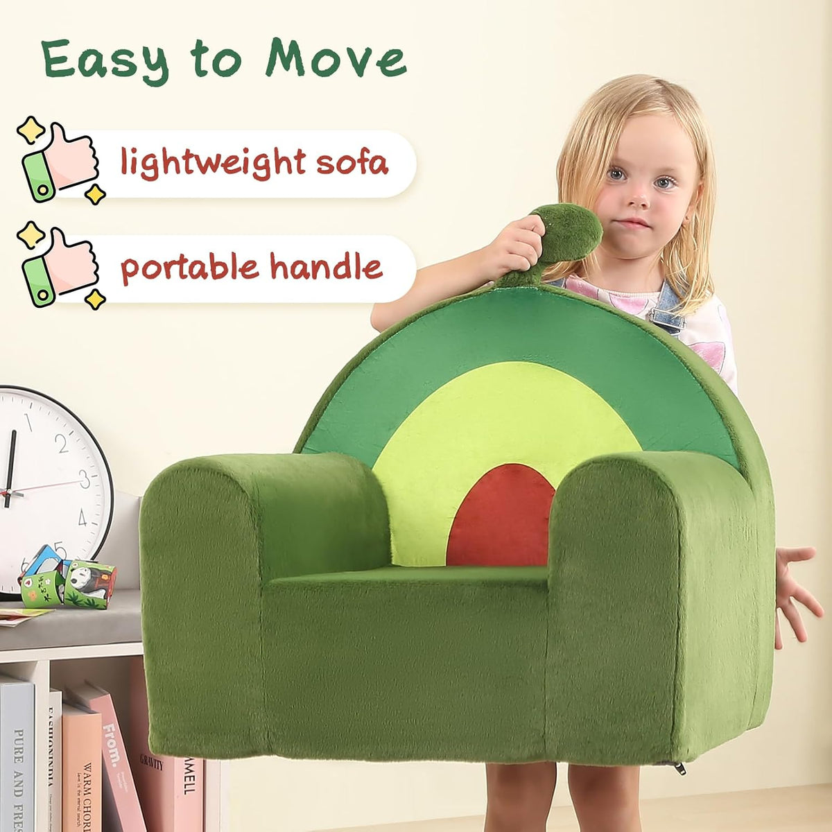 MOMCAYWEX Comfy Cute Kids Chair, Soft Kids Couch with High Density Foam, Kids Reading Chair, Dark Green