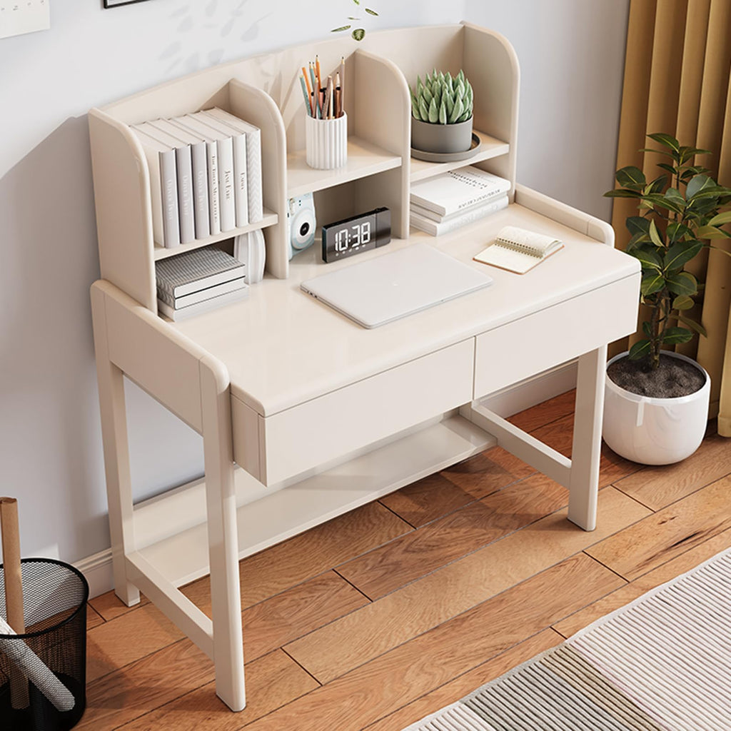 Solid Wood Kids Study Desk Height Adjustable, Home Office Small Children Study Desk with Drawers Small Space, Study Table with Open Hutch, Omputer Workstation & Writing Table 80cm
