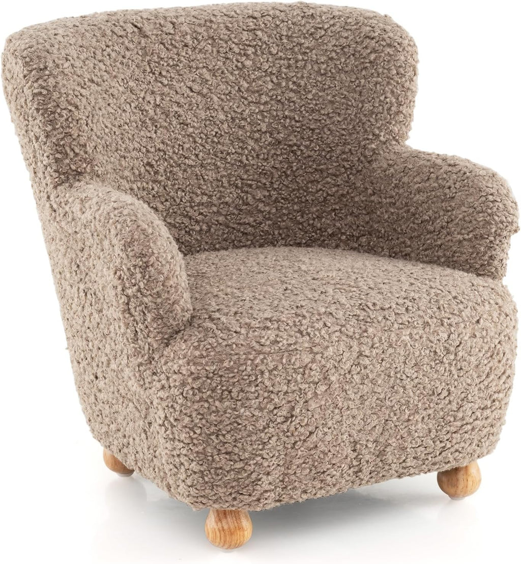 Costzon Kids Sofa, Comfy Toddler Armchair with Solid Rubber Wood Legs, Upholstered Children Reading Chair for Boys & Girls Aged 3+, Kids Furniture Mini Recliner Chair for Bedroom, Playroom (Coffee)