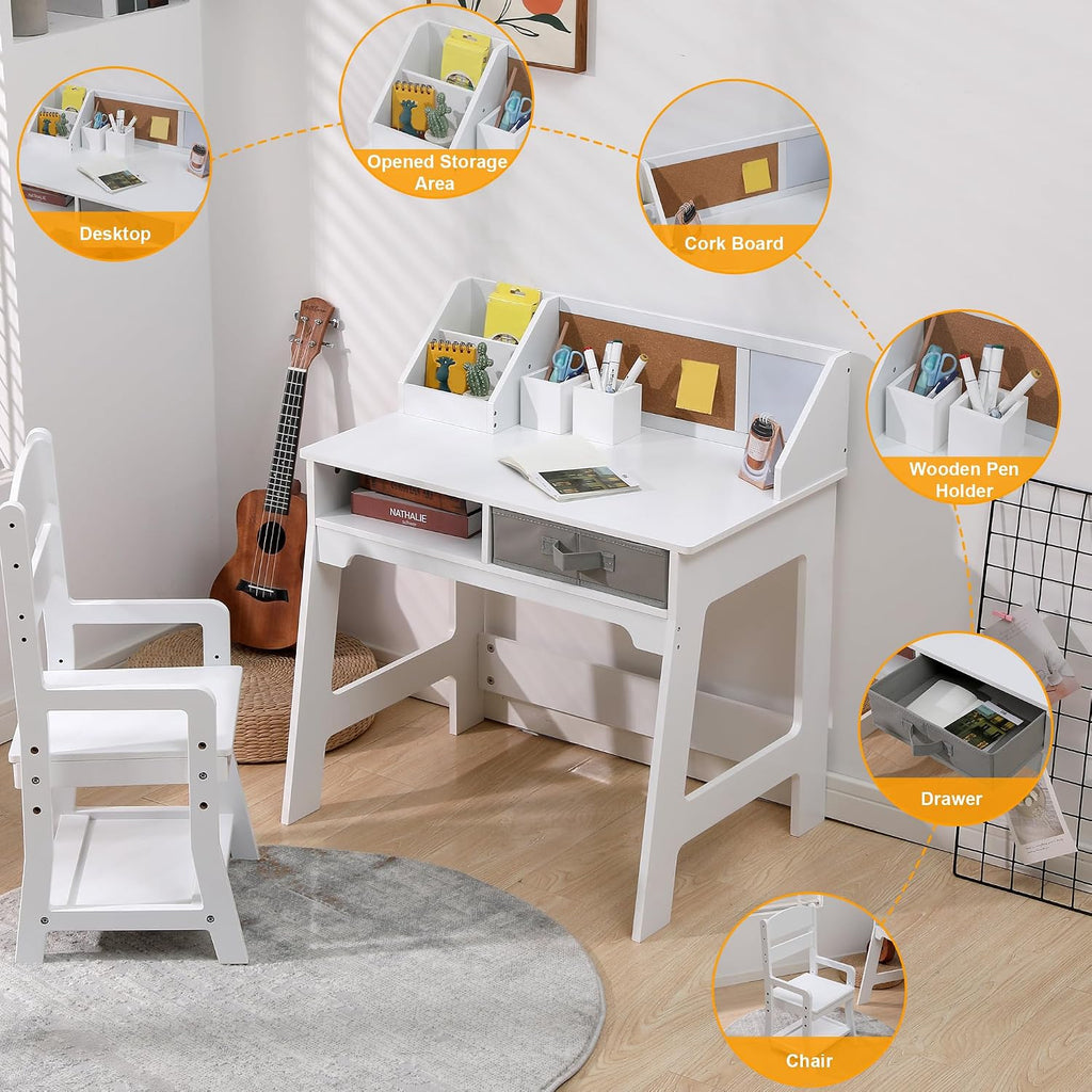 Garvee Kids Desk and Chair Set, Study Desk for Boys and Girls