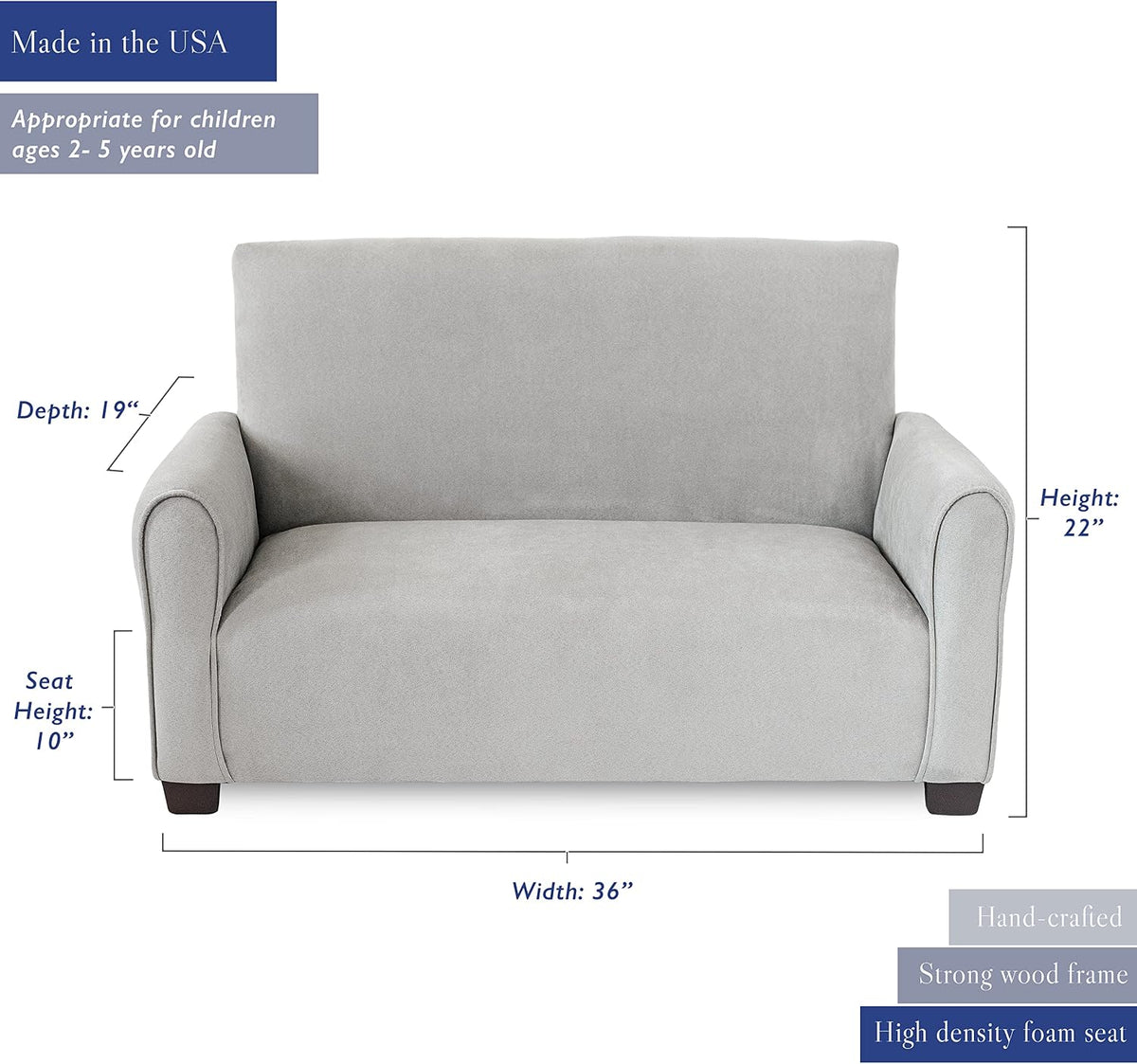 Custom Toddler Sofa Couch with Ottoman and Pillows