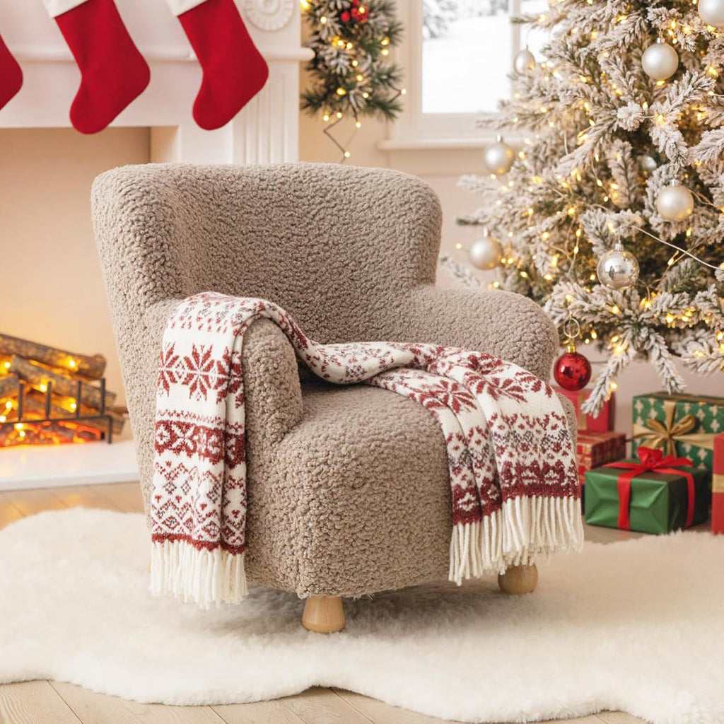 Costzon Kids Sofa, Comfy Toddler Armchair with Solid Rubber Wood Legs, Upholstered Children Reading Chair for Boys & Girls Aged 3+, Kids Furniture Mini Recliner Chair for Bedroom, Playroom (Coffee)