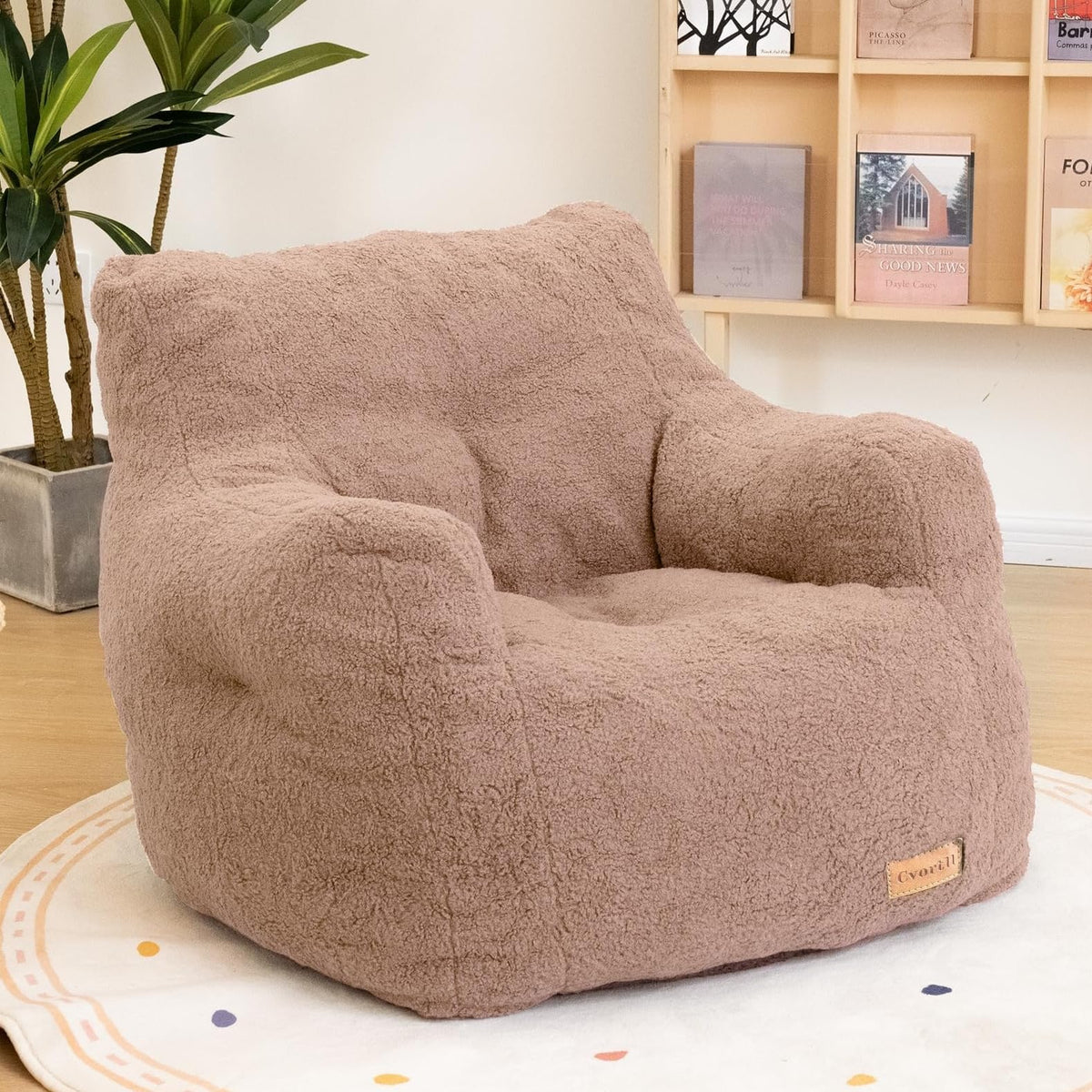 Cvortll Bean Bag Chair with Filler, Bean Bag Sofa with Tufted Soft Stuffed Filling, Fluffy and Lazy Sofa, Comfy Cozy BeanBag Chairs with Memory Foam for Dorm, Apartment, Living Room (White)