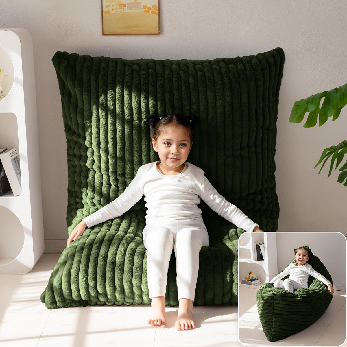 MAXYOYO 3 in 1 Kids Bean Bag Chair, Comfy Floor Sofa with Removed Cover