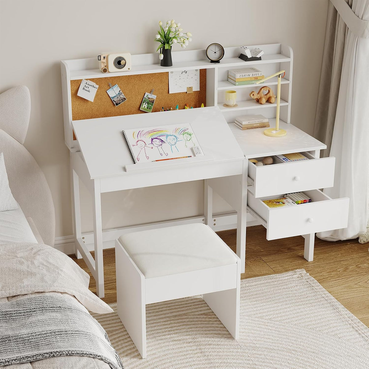 Garvee Kids Desk and Chair Set with Adjustable Tilt Desktop