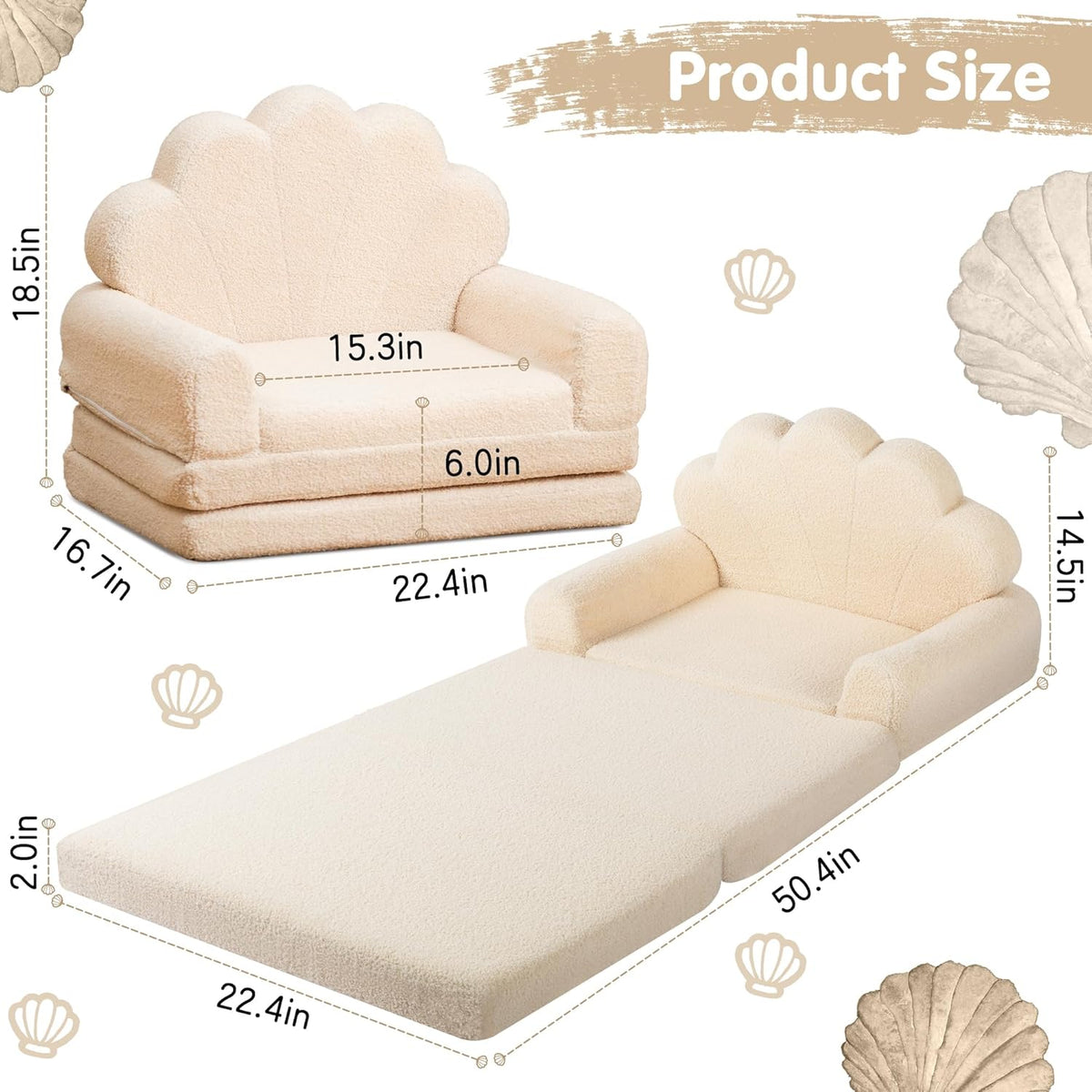 2-in-1 Kids Couch, Toddler Couch Fold Out, Comfy Toddler Chair, Convertible Kids Sofa to Lounger with Pocket and Removable Cover