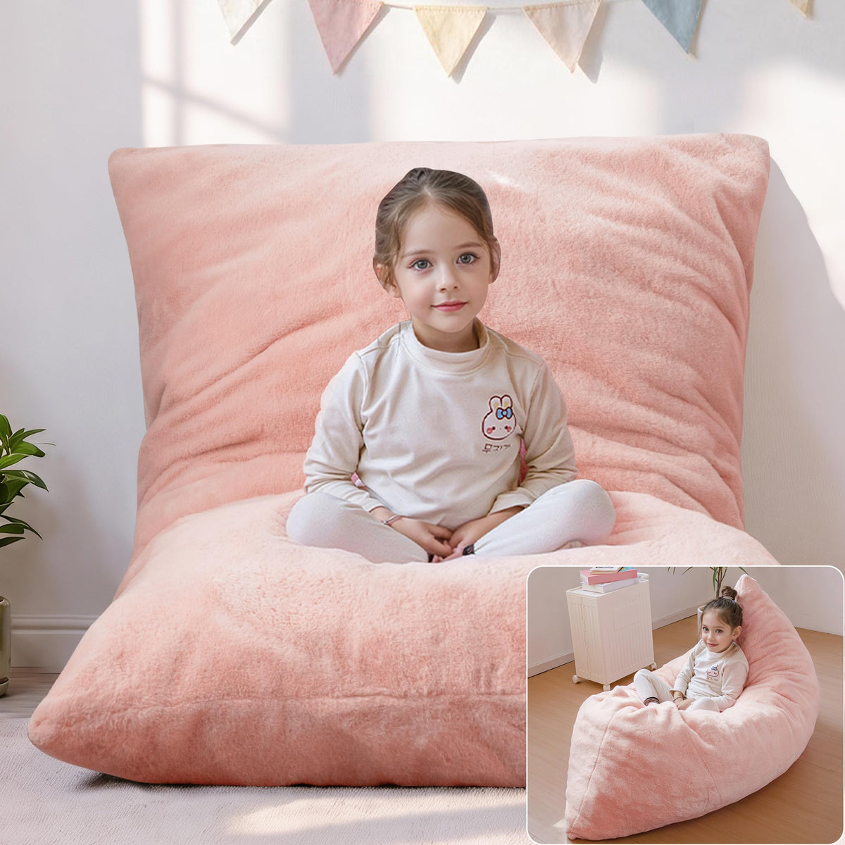 MAXYOYO 3 in 1 Kids Bean Bag Chair, Comfy Floor Sofa with Removed Cover