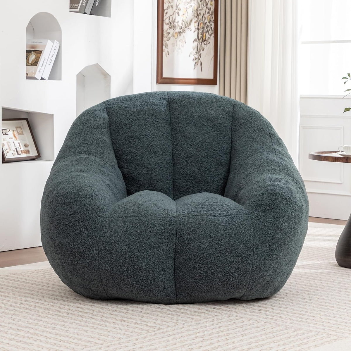 Bean Bag Chair - Plush Teddy Faux Fur, 46" Green