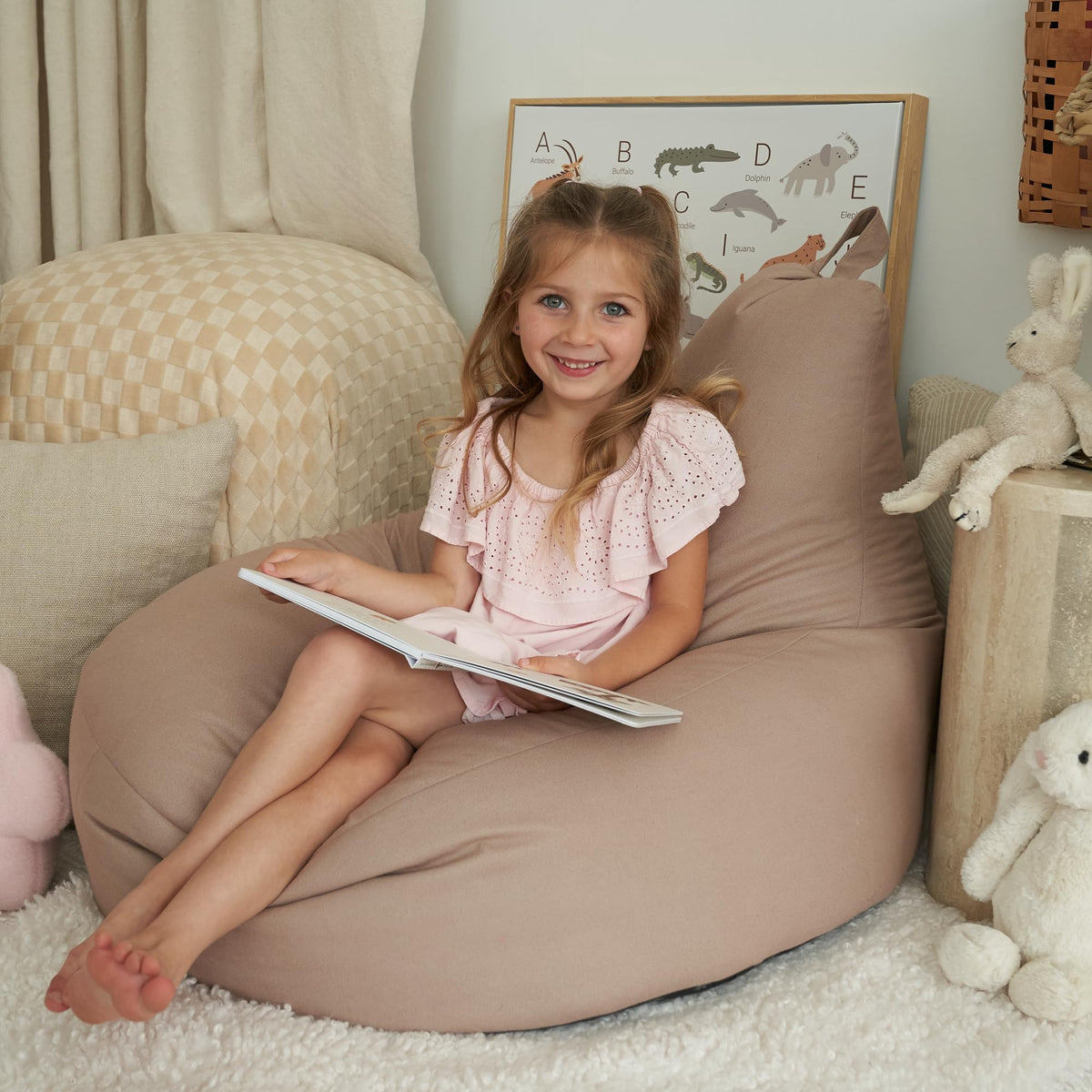 ZICOTO Stuffed Animal Storage Bean Bag Chair Cover for Kids - Cover Only