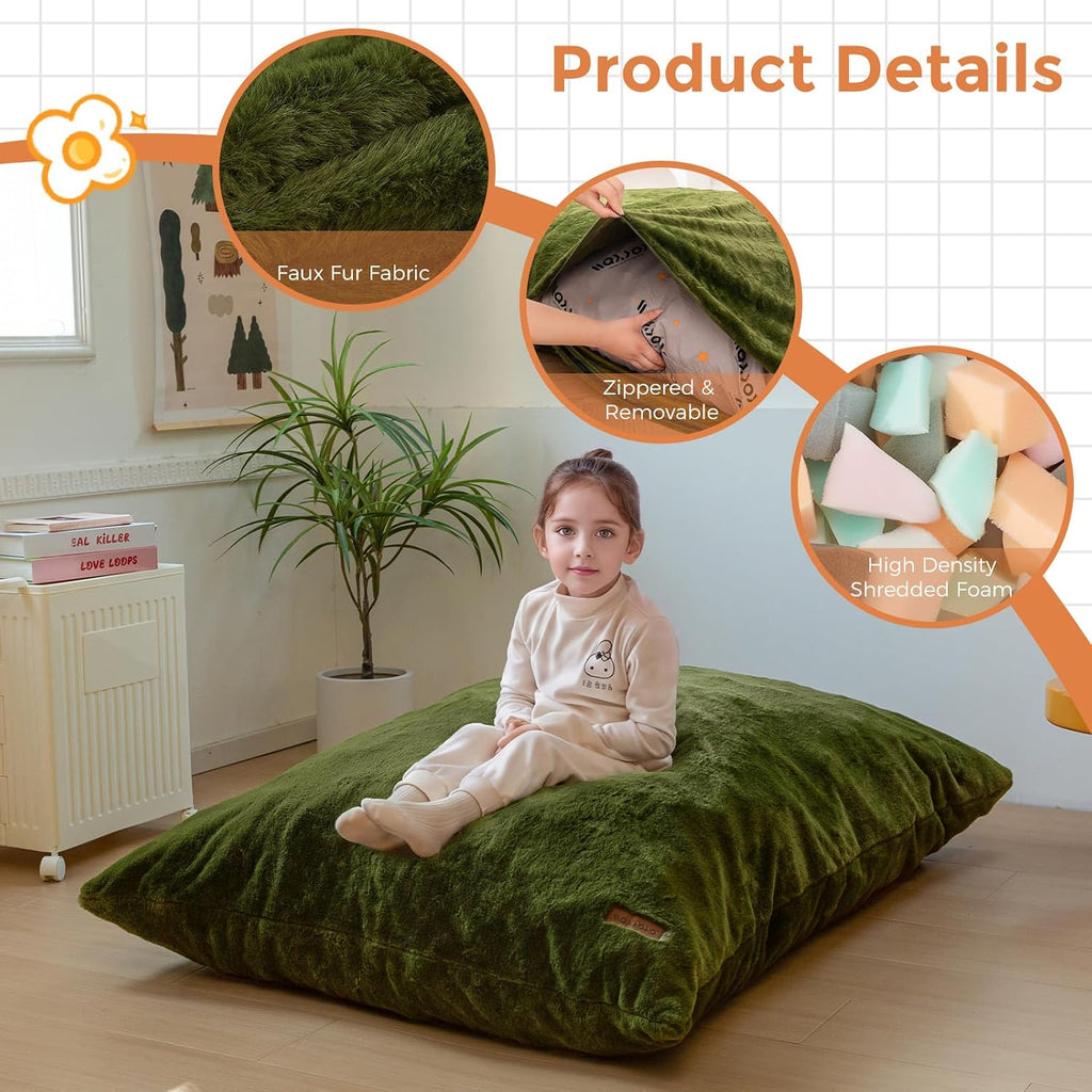 MAXYOYO 3 in 1 Kids Bean Bag Chair, Comfy Floor Sofa with Removed Cover