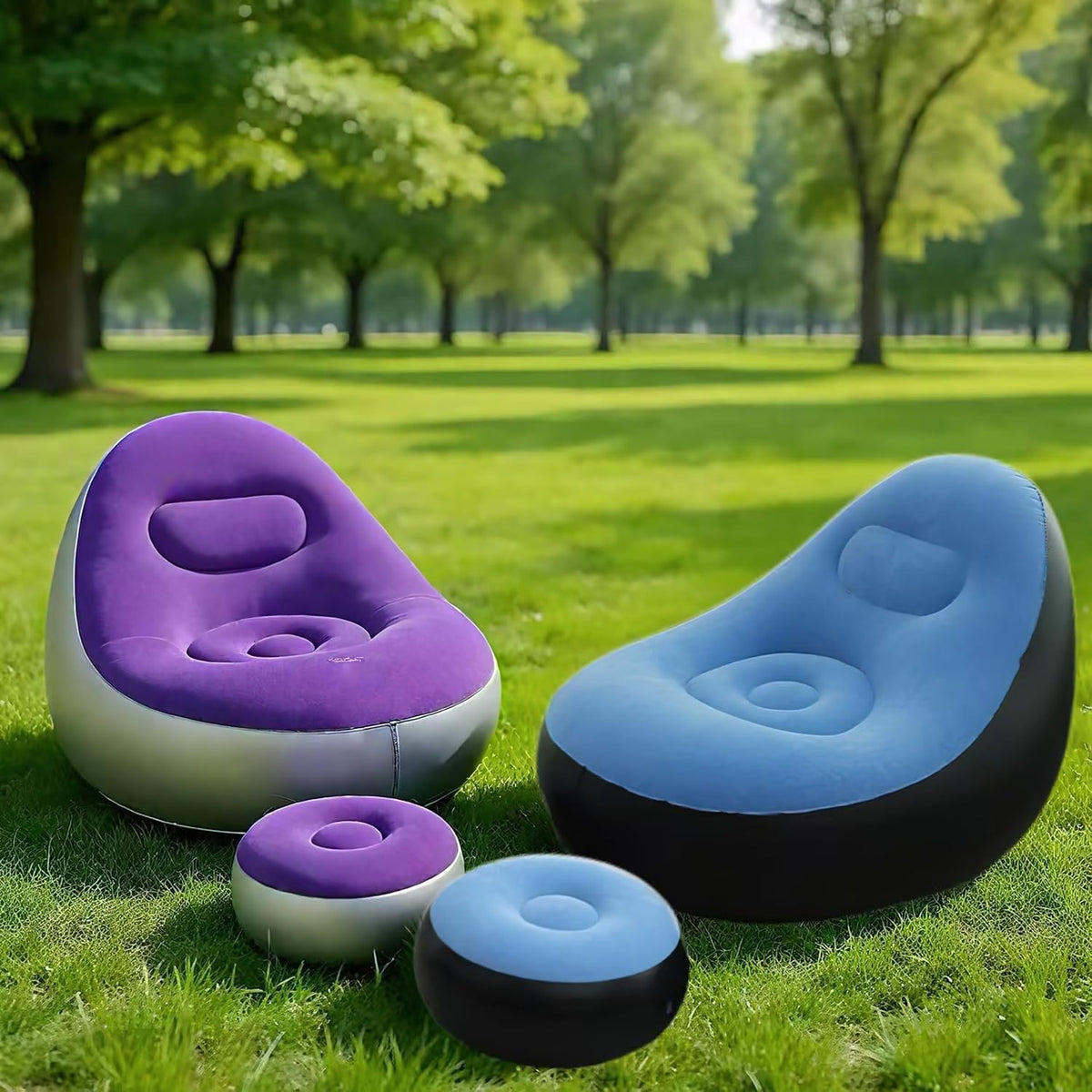Plush Inflatable Sofa with Foot Pedals, Japanese Lazy Sofa, Thick Seat Cushion, Tatami Style (Brown)