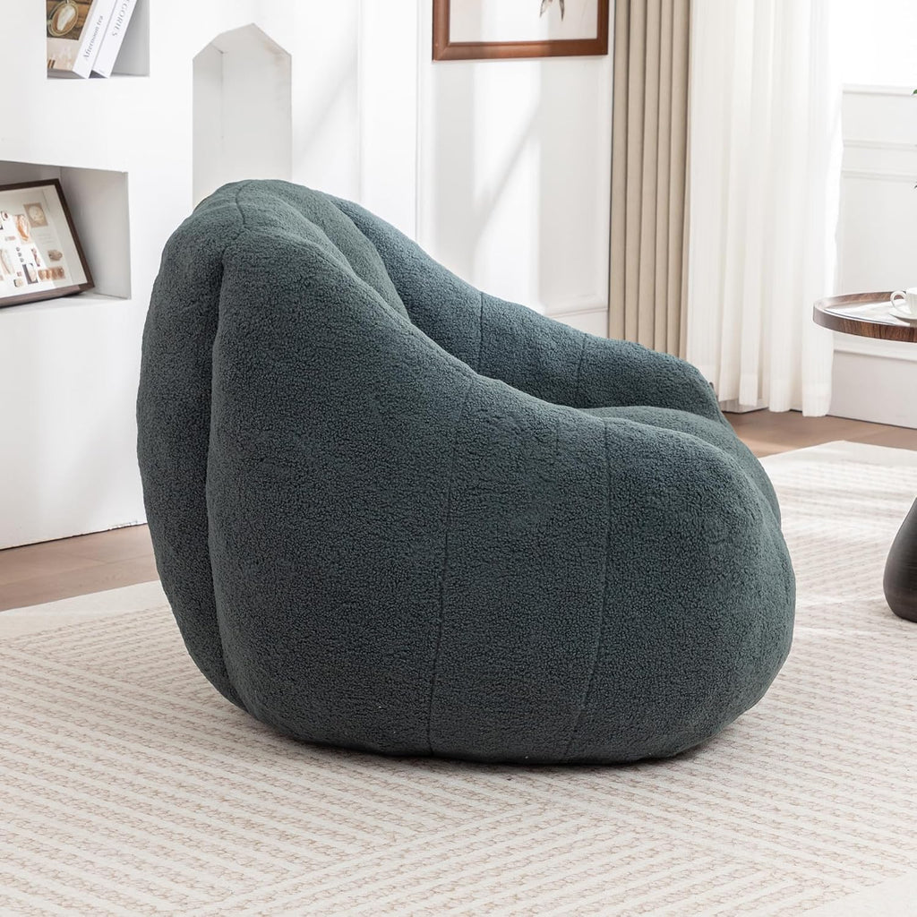 Bean Bag Chair - Plush Teddy Faux Fur, 46" Green